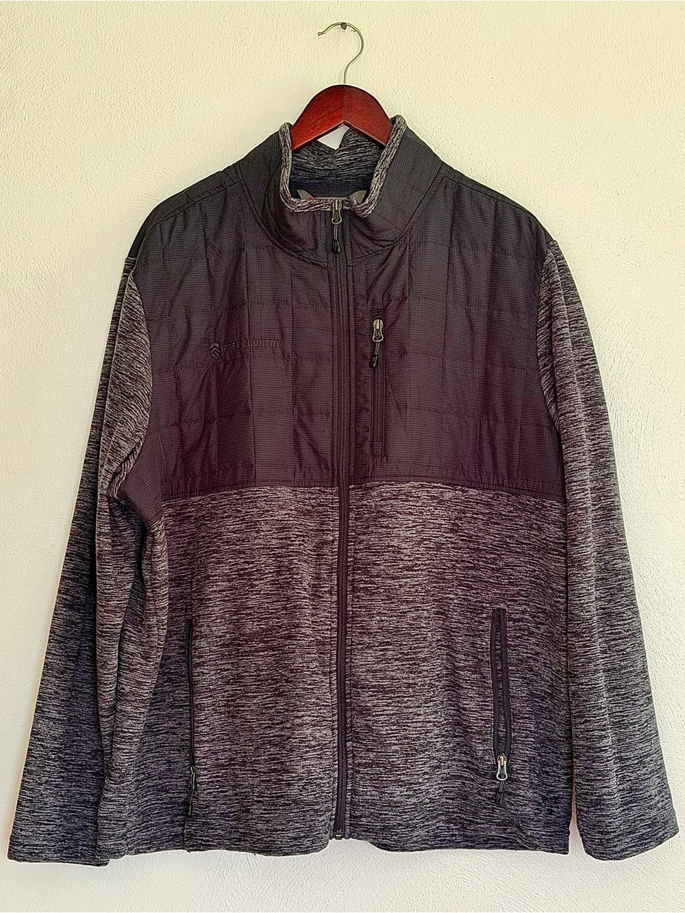 Free Country Men's Black and Heather Gray Performance Hybrid Jacket